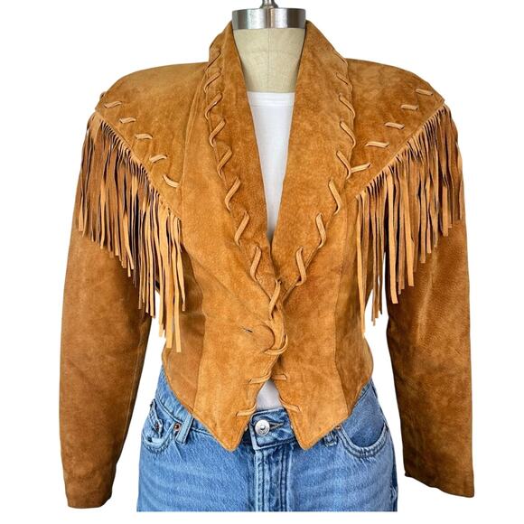 Contempo Casuals Jackets & Blazers - Contempo Casuals Vintage 80s Genuine Suede Western Fringe Crop Jacket (Sz S)